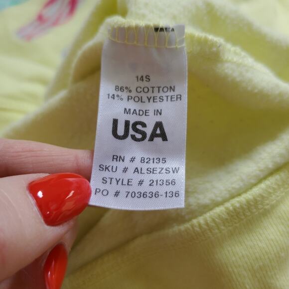Fresh Produce Sweatshirt Womens XL Yellow Flip Flop Graphic Pullover Made USA - Picture 7 of 9